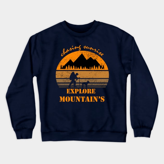 chasing sunrise - explore mountain Crewneck Sweatshirt by The Bombay Brands Pvt Ltd